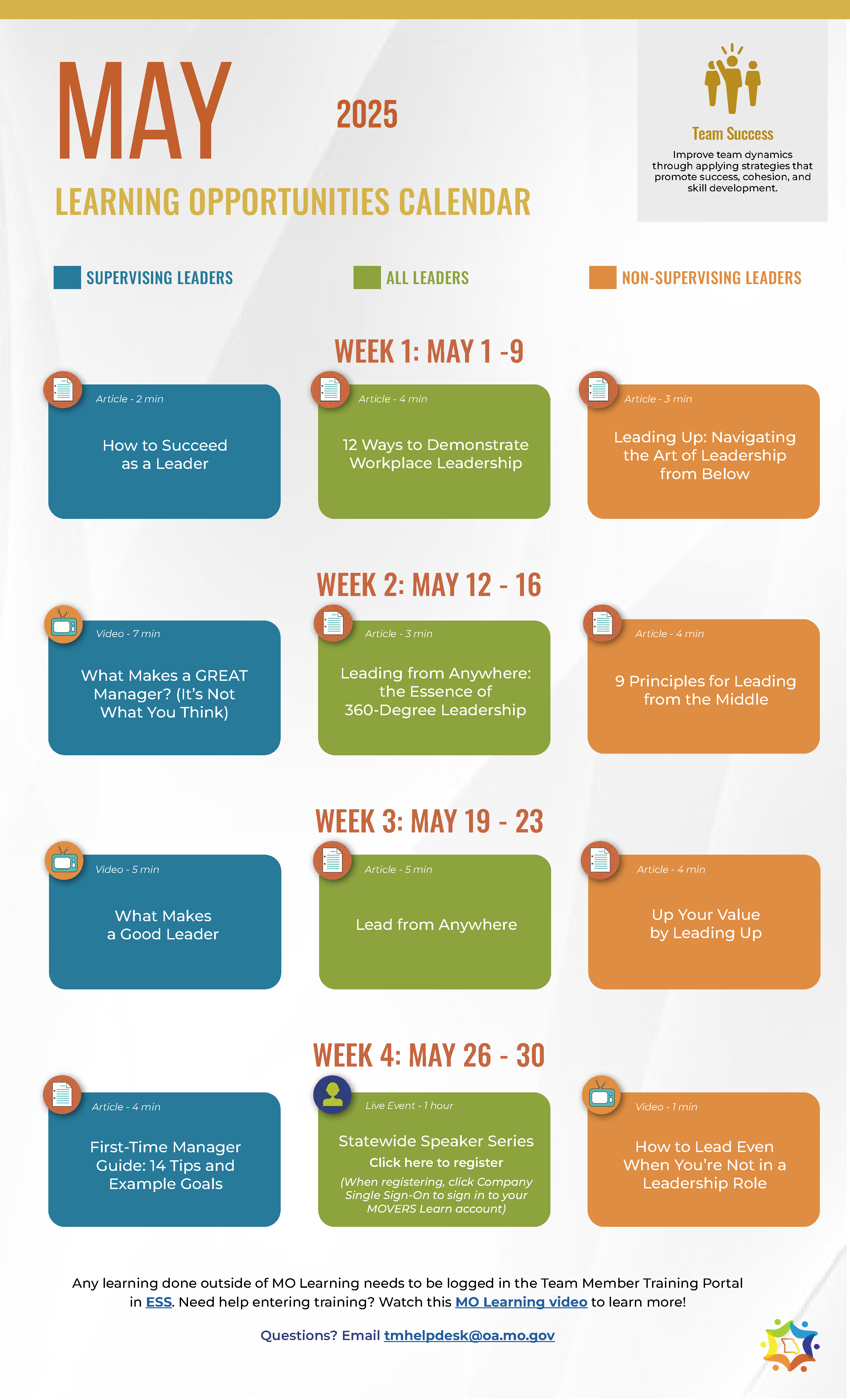 May 2025 Learning Opportunities Calendar