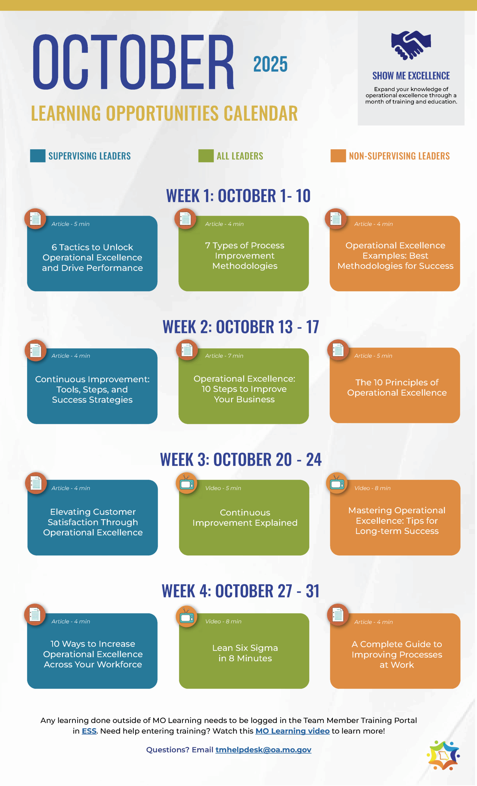 October Learning Opportunity: Show Me Excellence