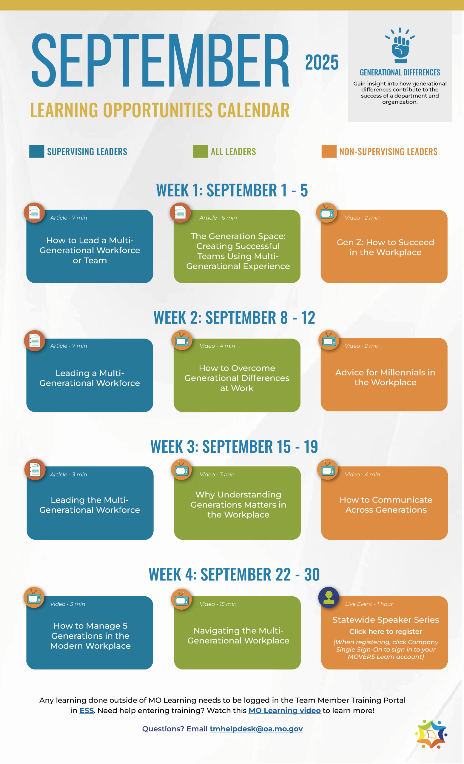 September 2025 - Learning Opportunities Calendar