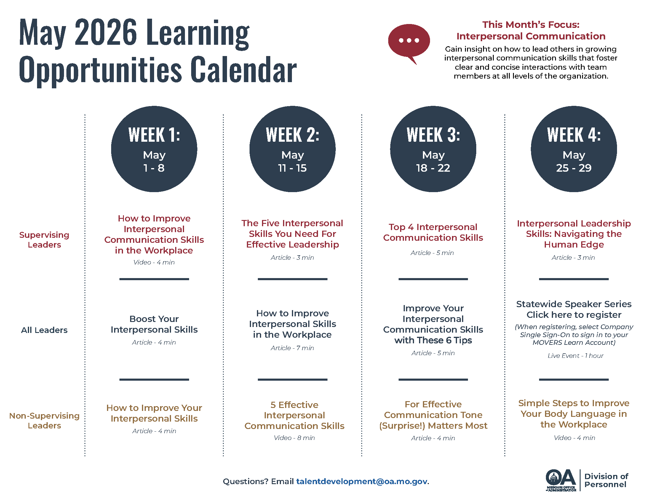 May 2026 Learning Opportunities Calendar